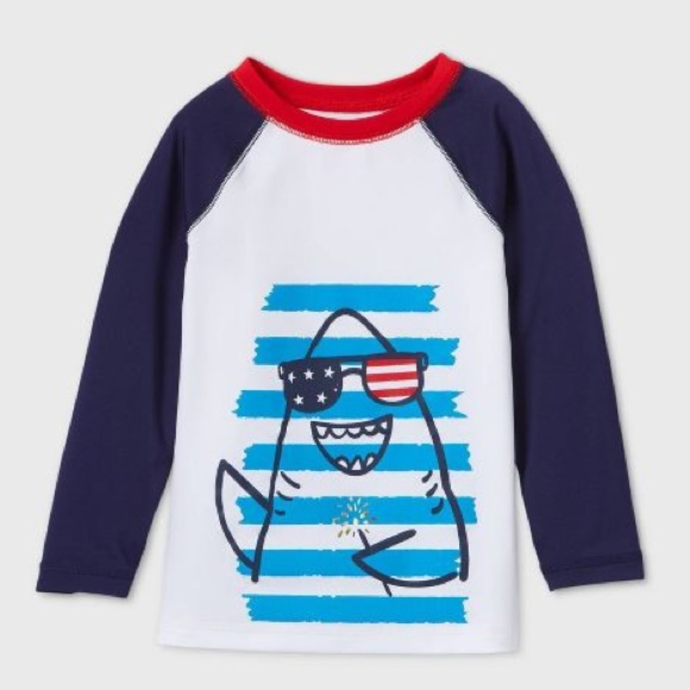 BNWT toddler 5T Shark UPF 50+ rash guard